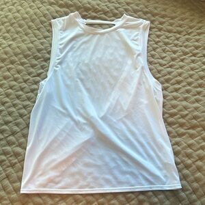 Fabletics White Open Back Workout Tank